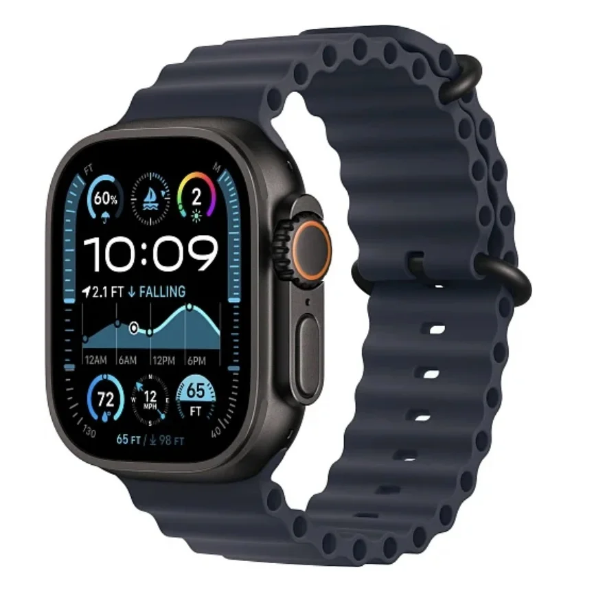 Apple Watch Ultra 2 2024 49 мм, корпус из черного титана, ремешок Ocean темно-синего цвета